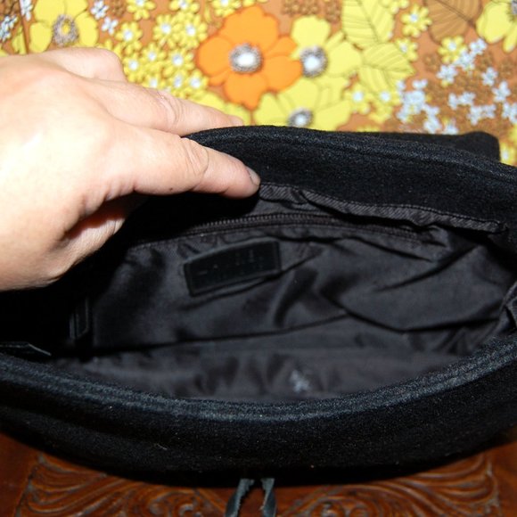 LAUREN by RALPH LAUREN Black Wool Felt medium SHOULDER BAG - Picture 5 of 5